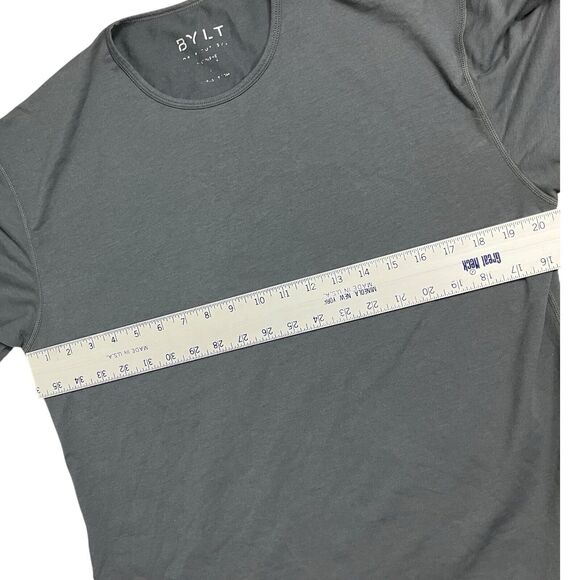 Bylt Shirt Mens M Drop Cut S/s Lux Grey Premium Gym Performance Stretch Workout - Picture 4 of 9